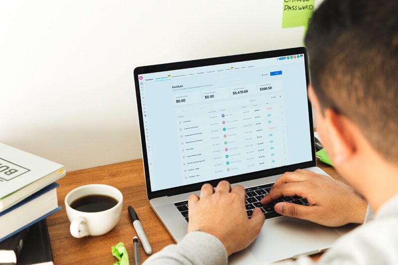 photo of someone using the invoice and payment feature in the Hi5 Connect Platform