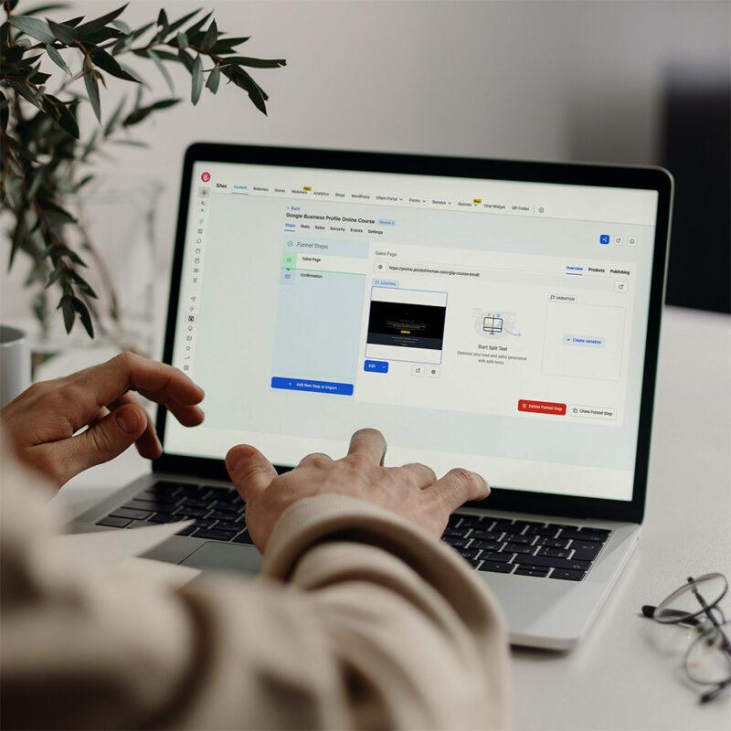photo of a sales funnel and landing page builder