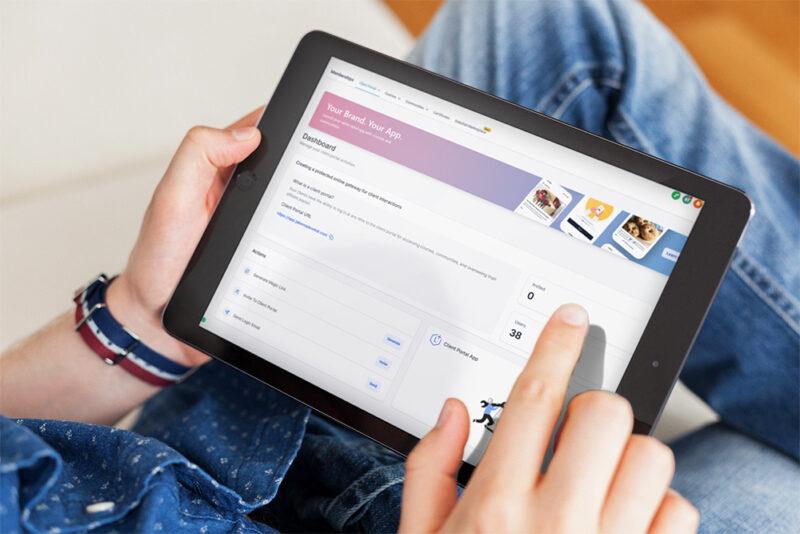 photo of a tablet using the white labeled app feature in Hi5 Connect